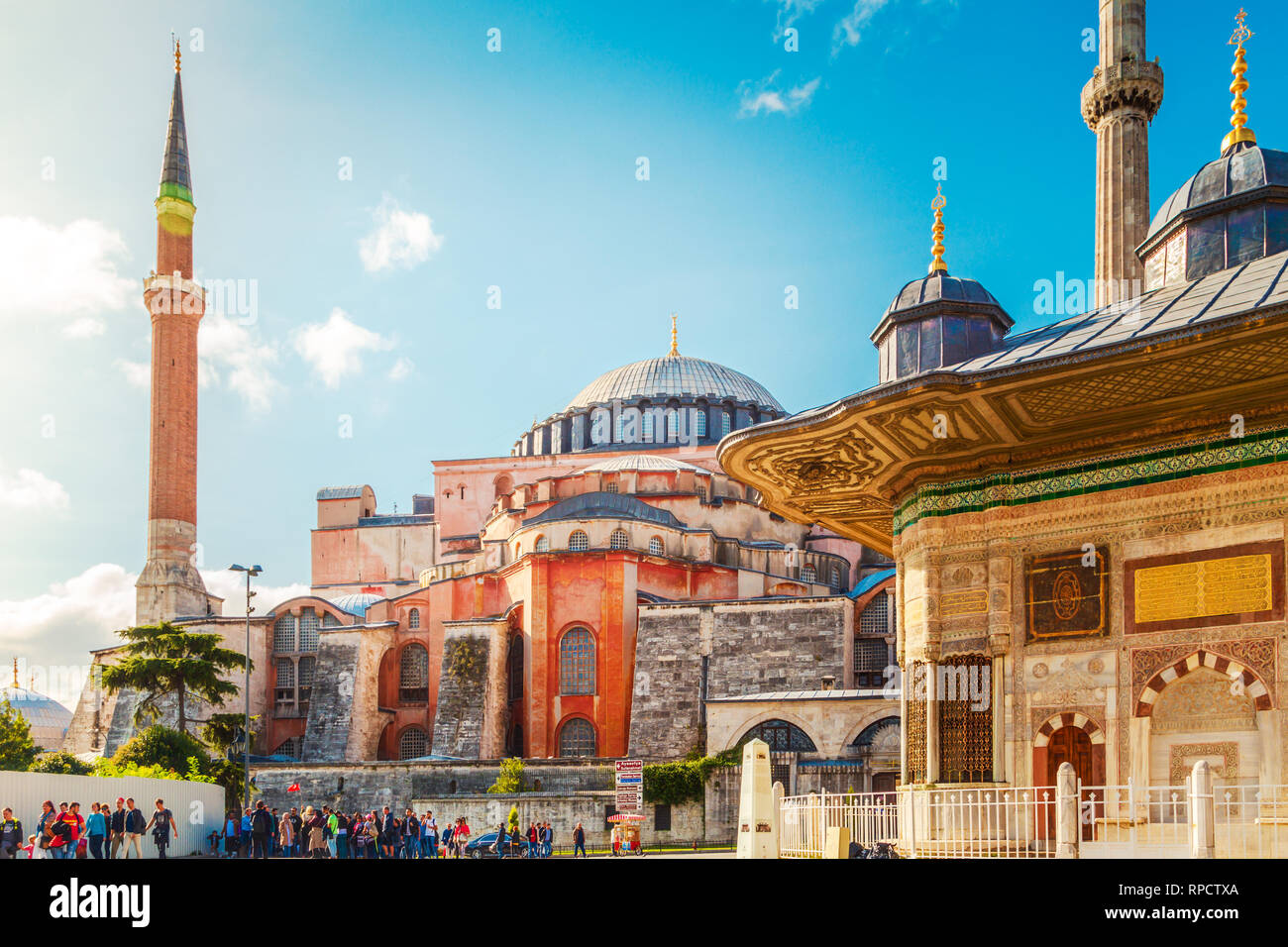 View of Hagia Sophia museum from Sultanahmet Park. Istanbul, Turkey ...