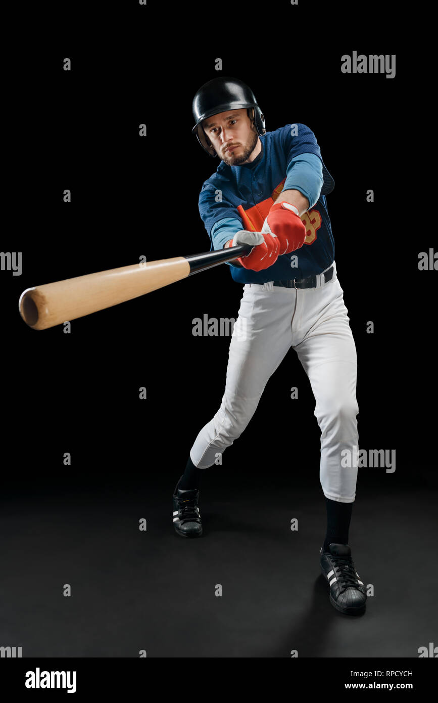 Baseball player hitting a ball Stock Photo Alamy