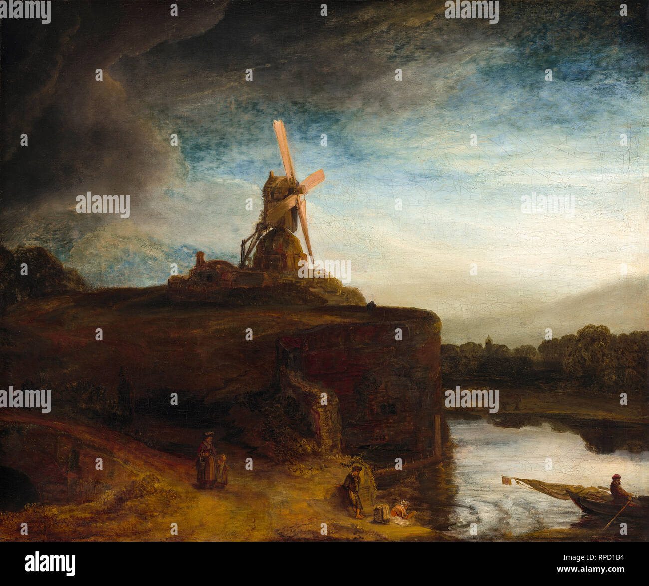 Rembrandt, The Mill, circa 1645, Baroque landscape painting Stock Photo