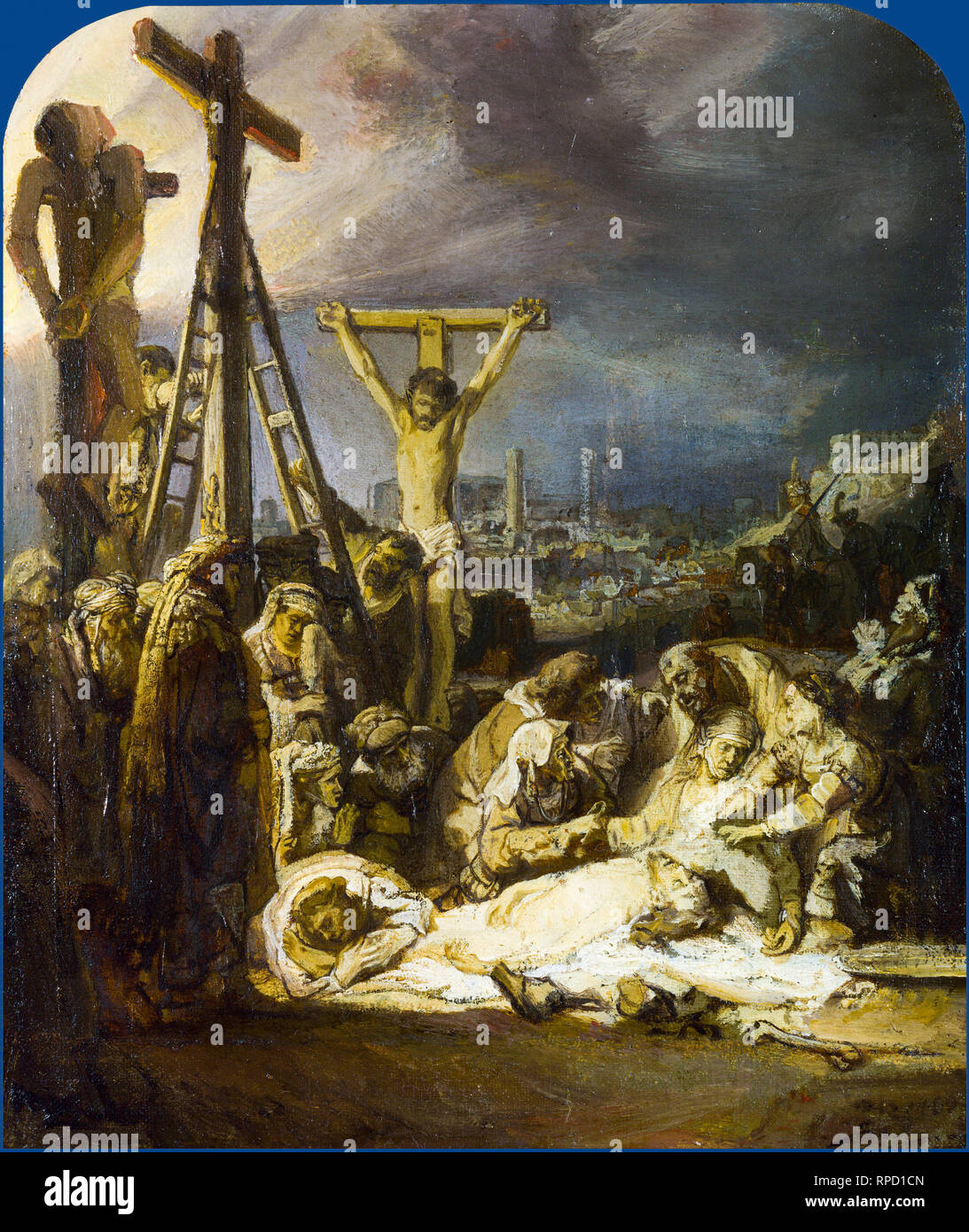 The Lamentation over the Dead Christ, Rembrandt, c. 1635, painting Stock Photo