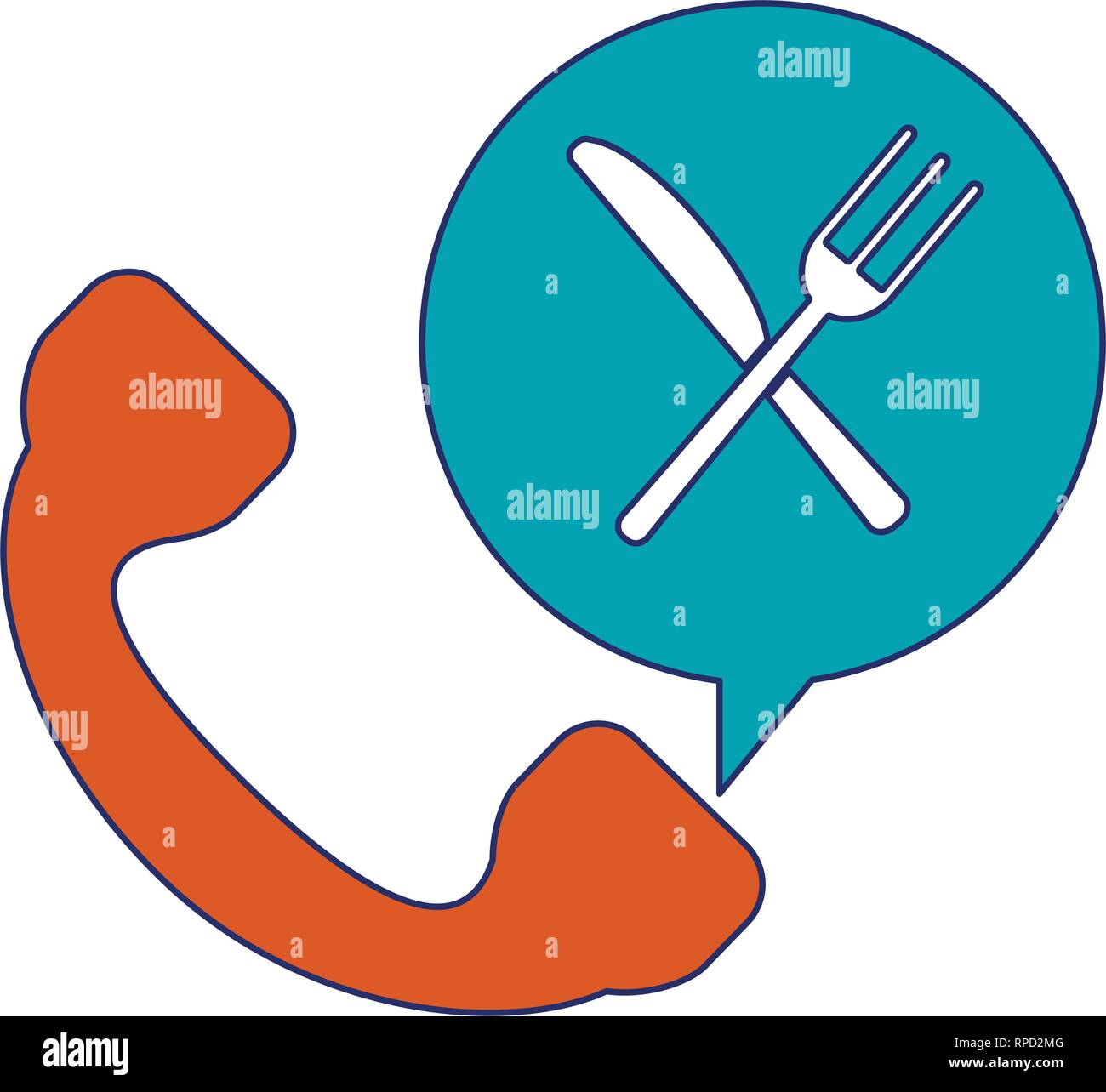 Fast food delivery blue lines Stock Vector