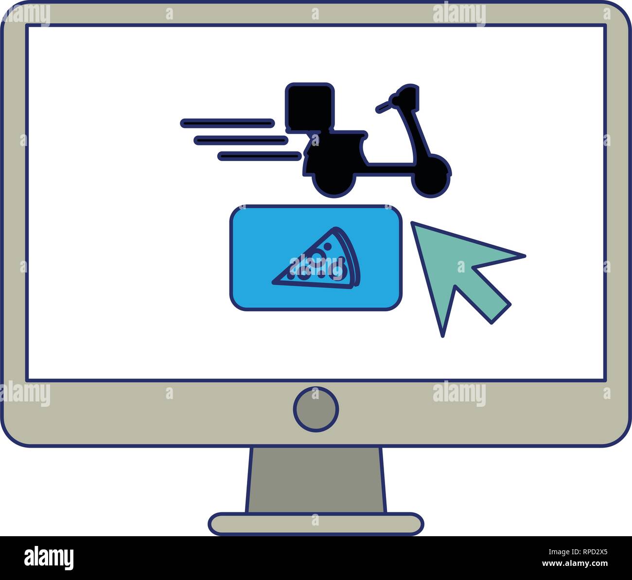 Fast food delivery blue lines Stock Vector