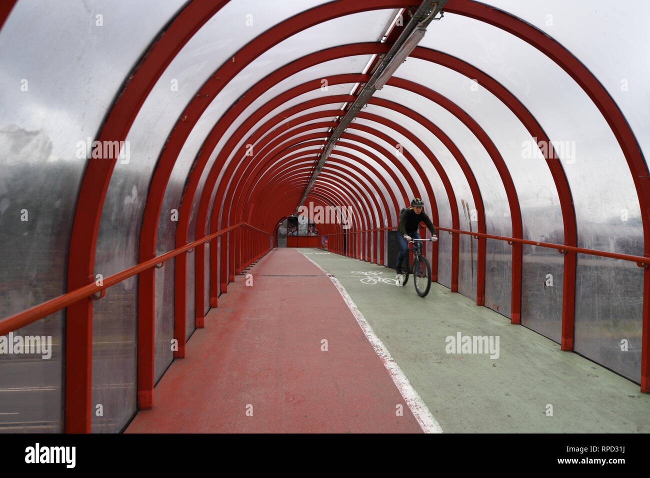 A famous Glasgow landmark. The elevated tunnel walk and cycle path