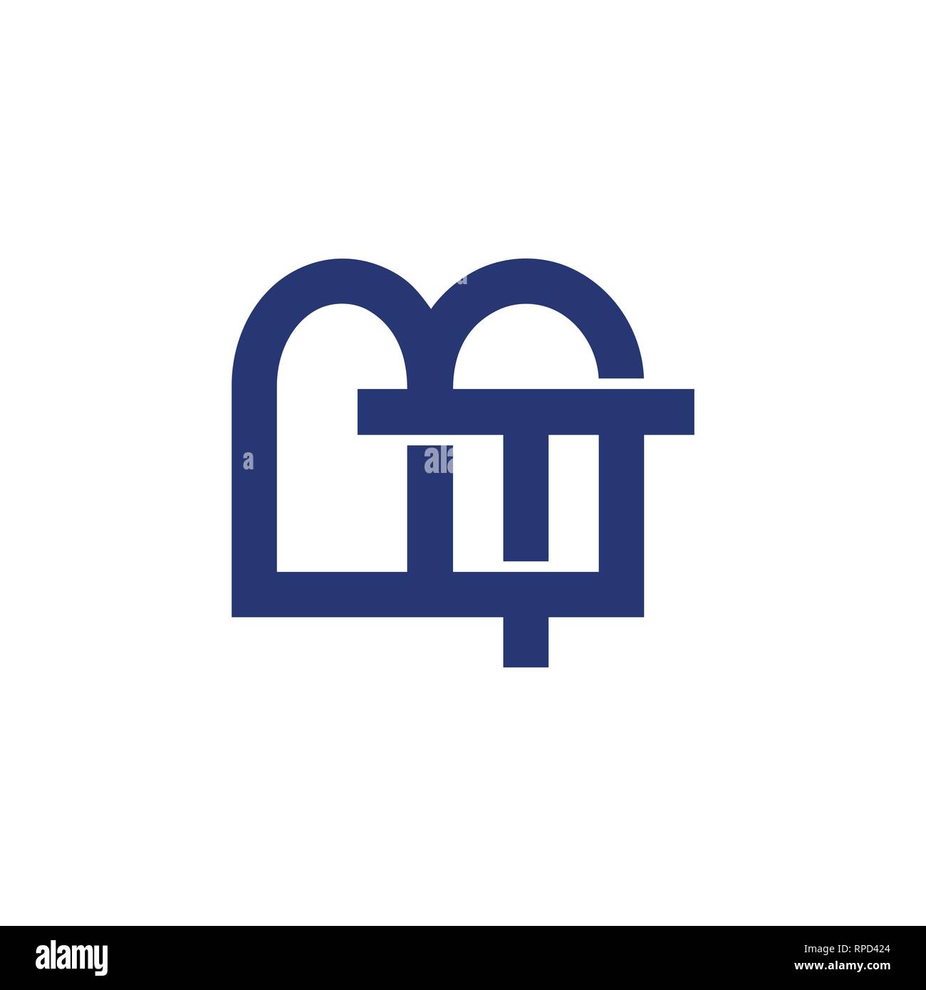 abstract letters mt simple linked geometric logo Stock Vector
