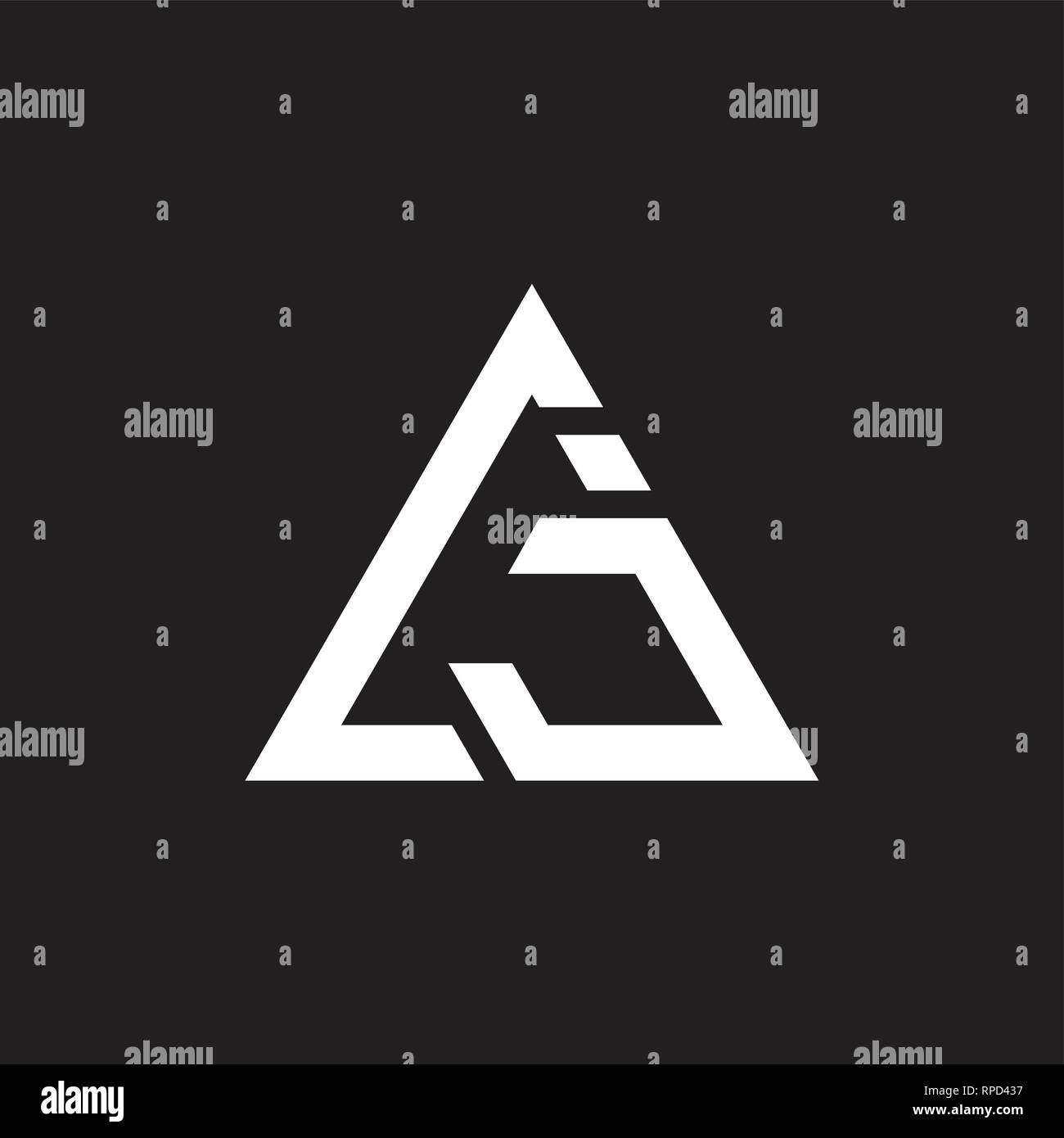 letters gj triangle arrows logo vector Stock Vector