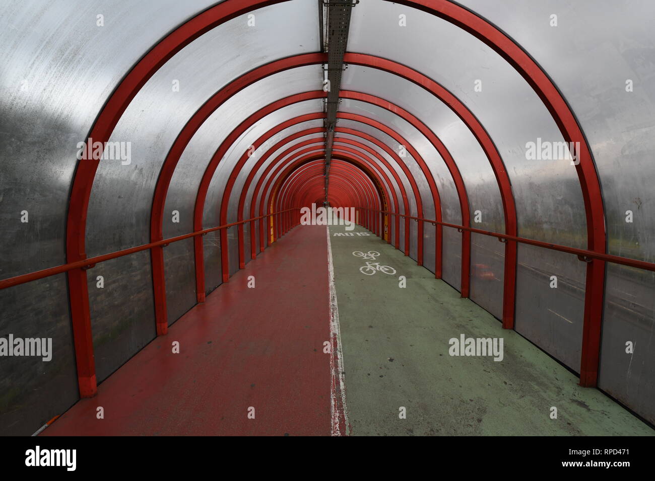 A famous Glasgow landmark. The elevated tunnel walk and cycle path which leads to the entrance