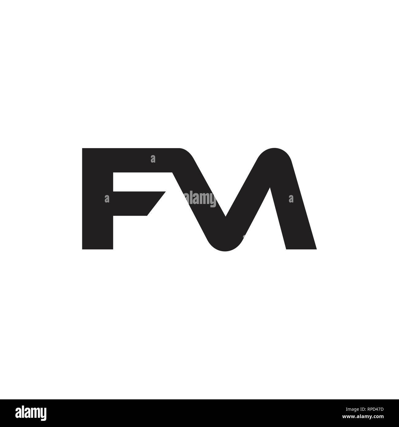letter fm simple linked geometric brand logo Stock Vector