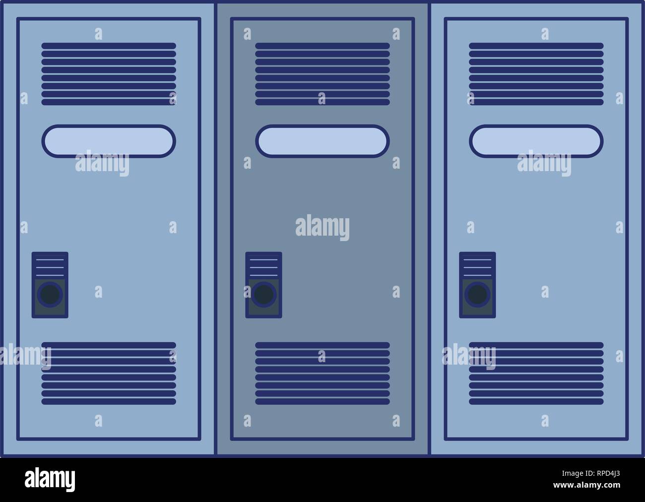 gym lockers storage isolated blue lines Stock Vector