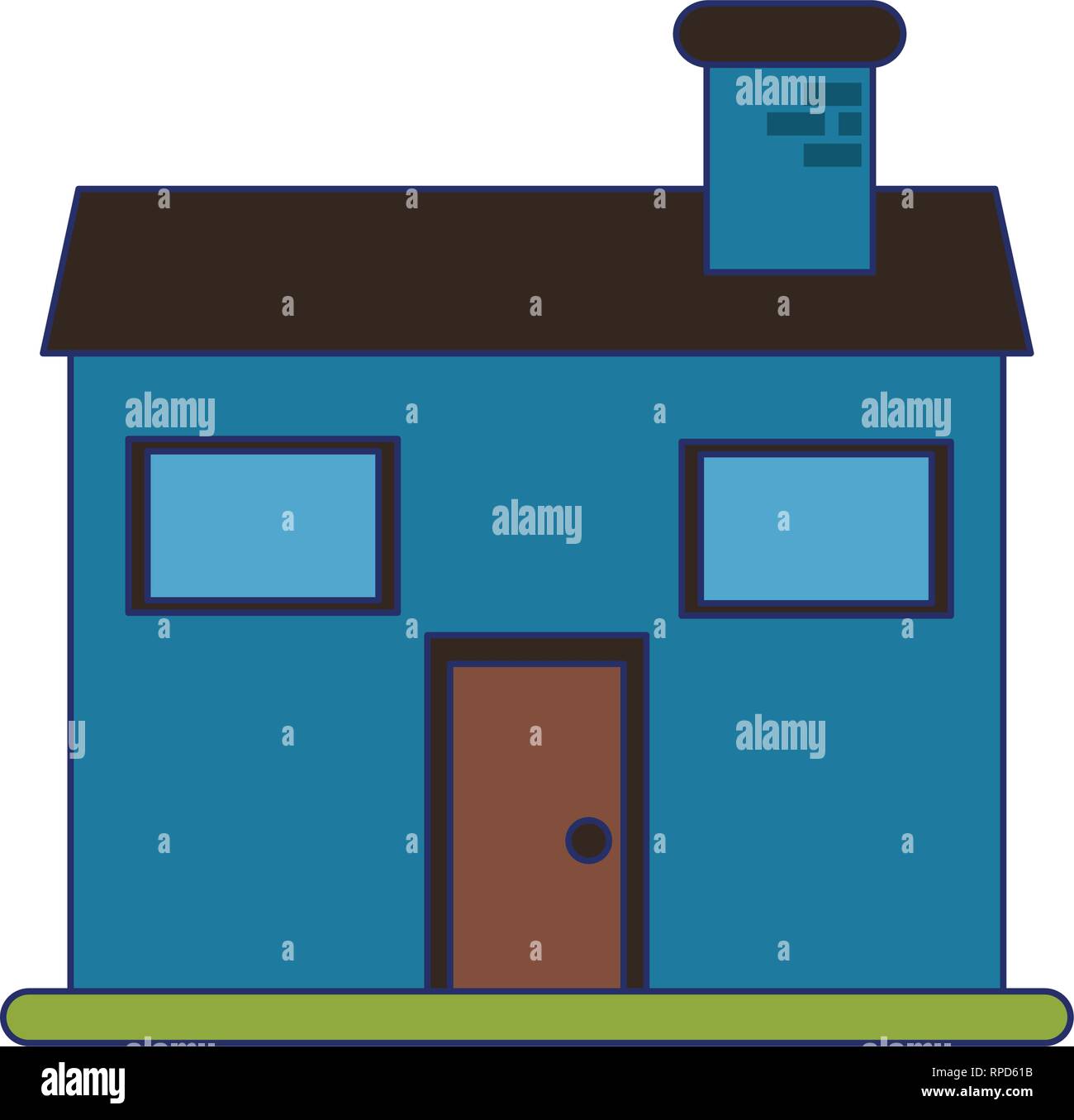 Real estate house blue lines Stock Vector Image & Art - Alamy