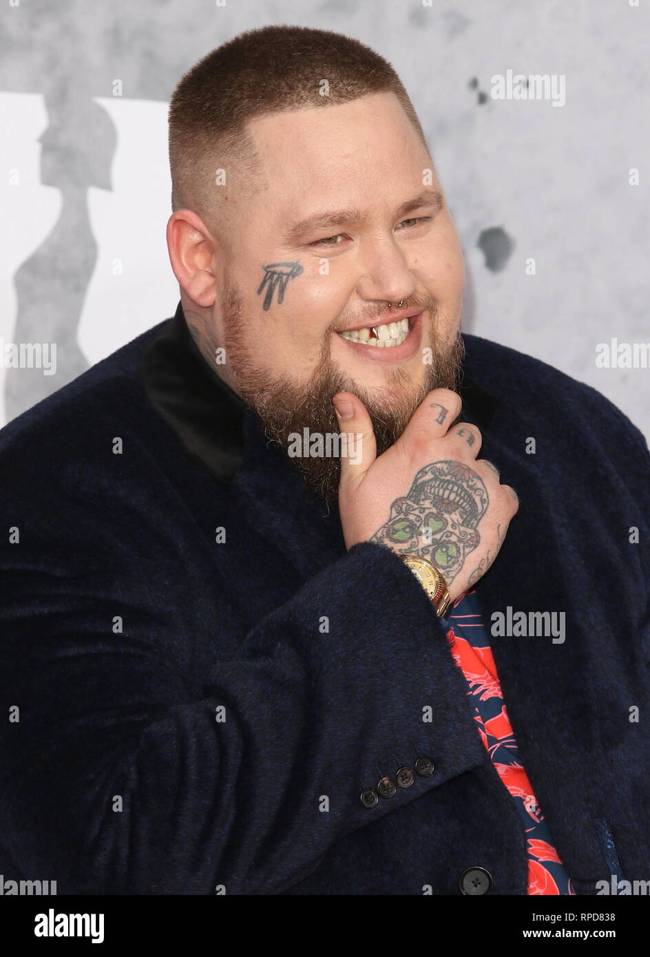 Rag n Bone Man seen on the red carpet during The BRIT Awards 2019 at The O2, Peninsula Square in London. Stock Photo