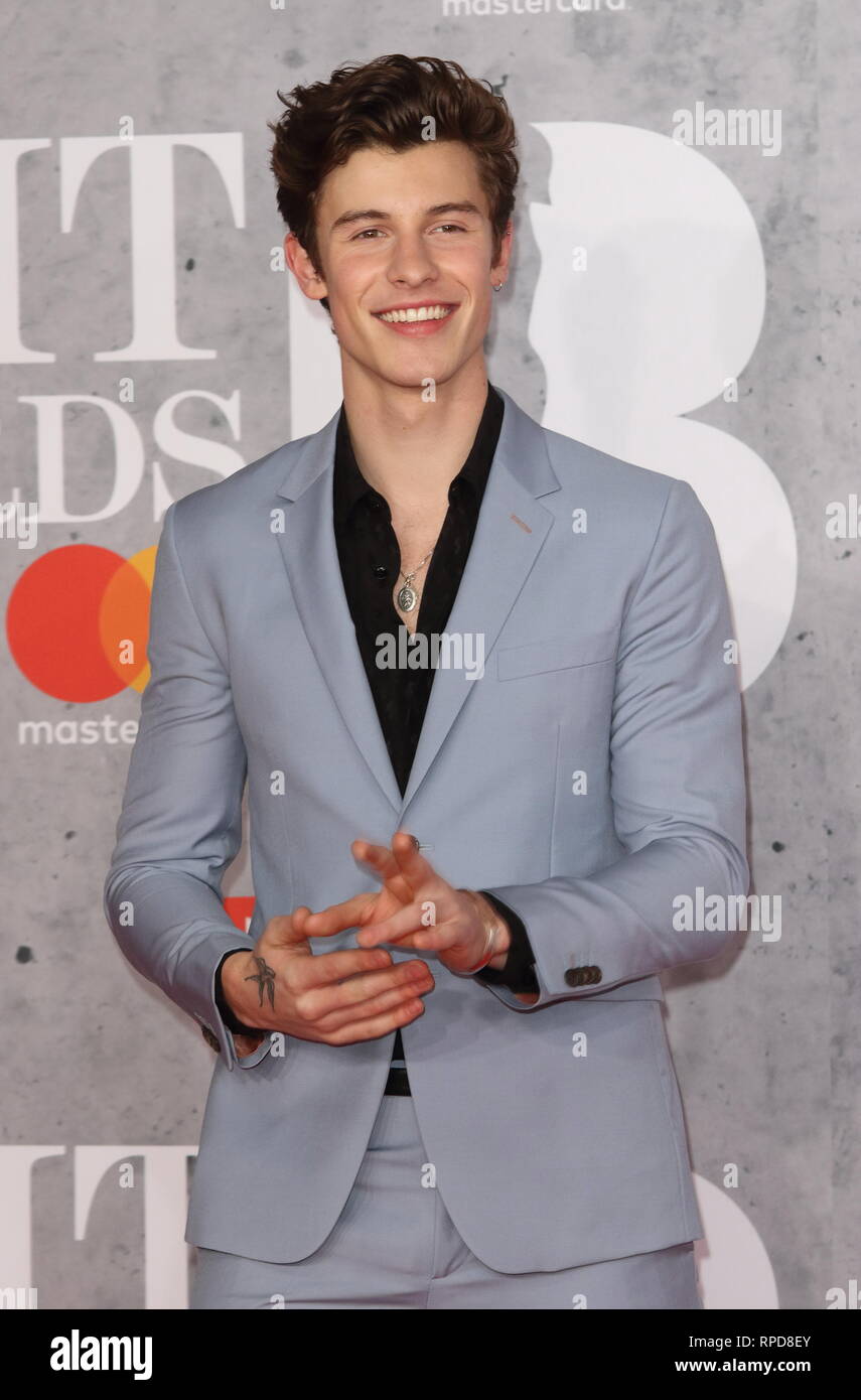 Shawn Mendes seen on the red carpet during The BRIT Awards 2019 at The O2,  Peninsula Square in London Stock Photo - Alamy