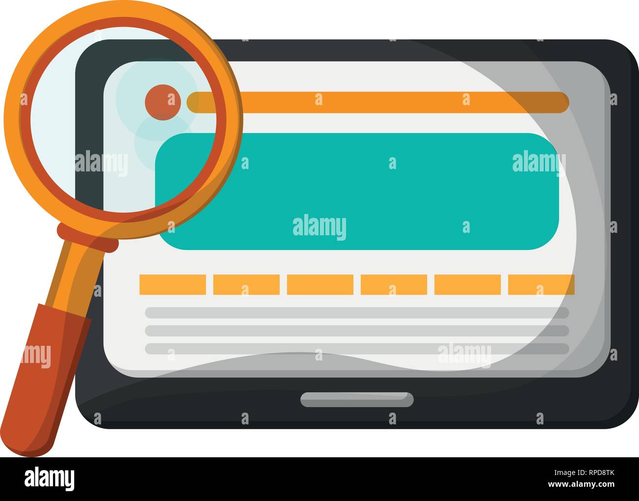 Tablet and magnifying glass symbol Stock Vector Image & Art - Alamy