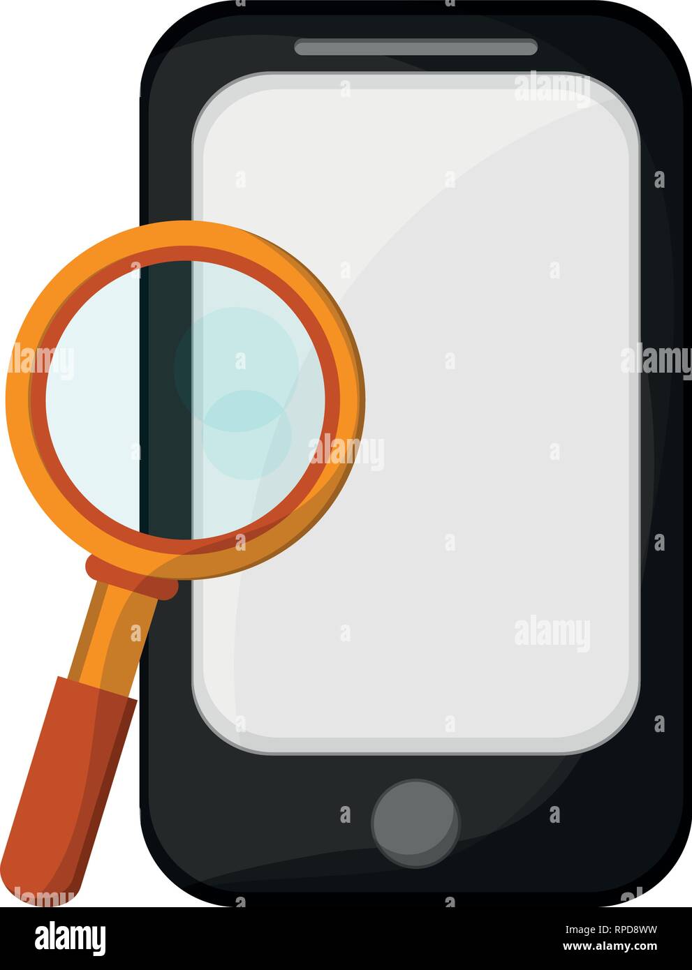 Smartphone and magnifying glass symbol Stock Vector Image & Art - Alamy