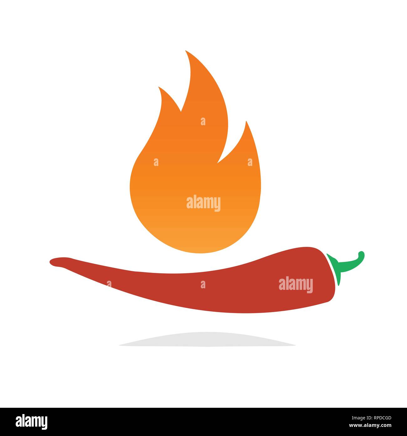 hot chili pepper vector icon with fire. Stock Vector