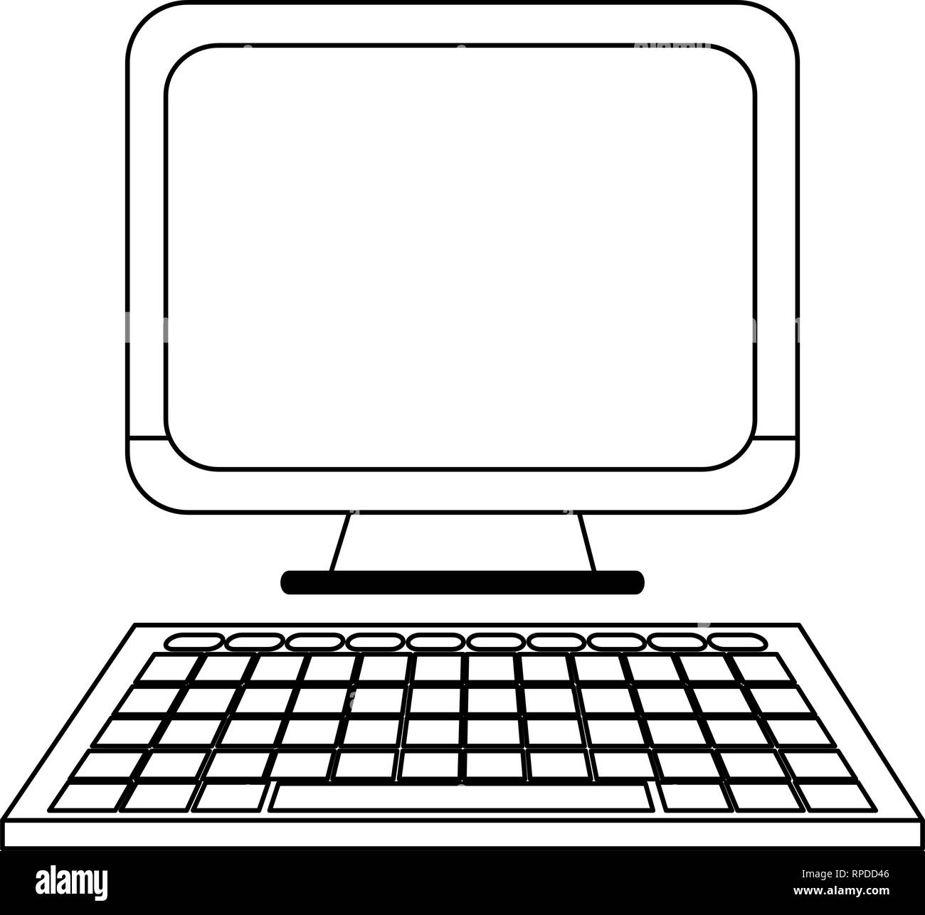 computer screen and keyboard black and white Stock Vector Image & Art ...