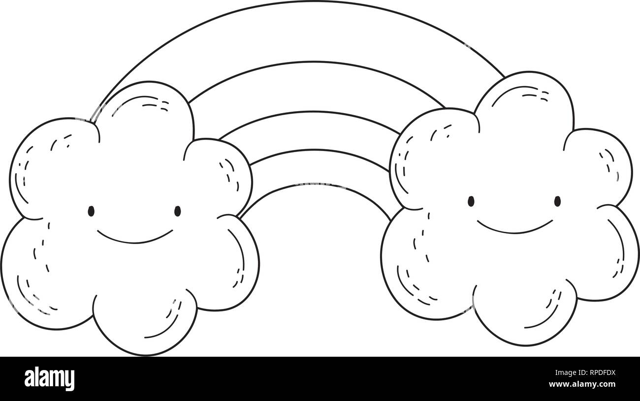clouds and rainbow kawaii characters Stock Vector Image & Art - Alamy