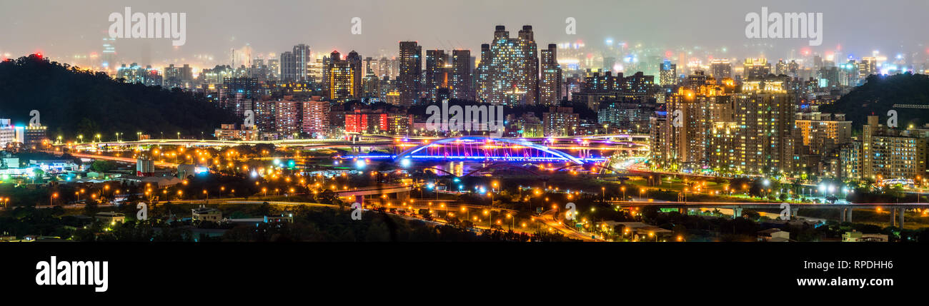 New Taipei City night skyline. Taiwan Stock Photo