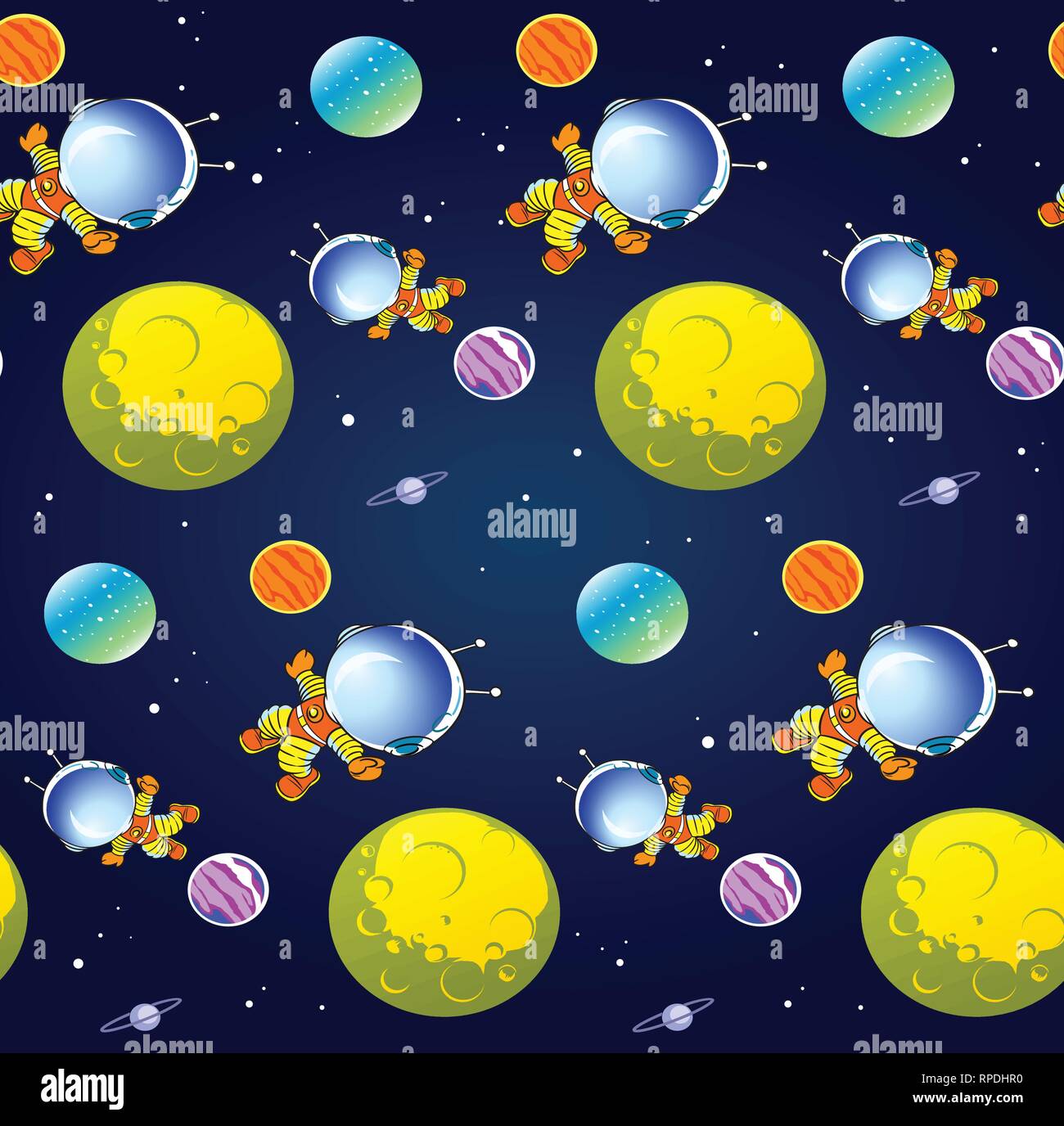 The Illustration Shows Pattern Seamless A Cartoon Astronaut In