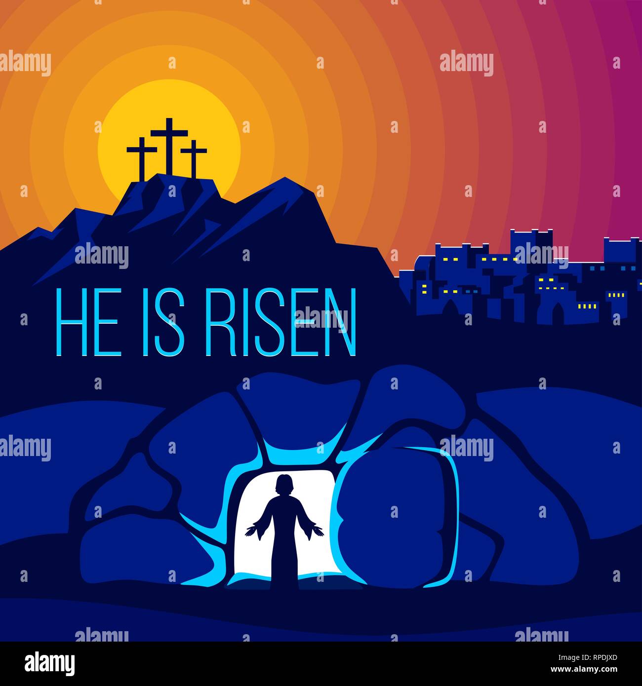 Easter Illustration Jesus Christ Is Risen Stock Vector Image And Art Alamy