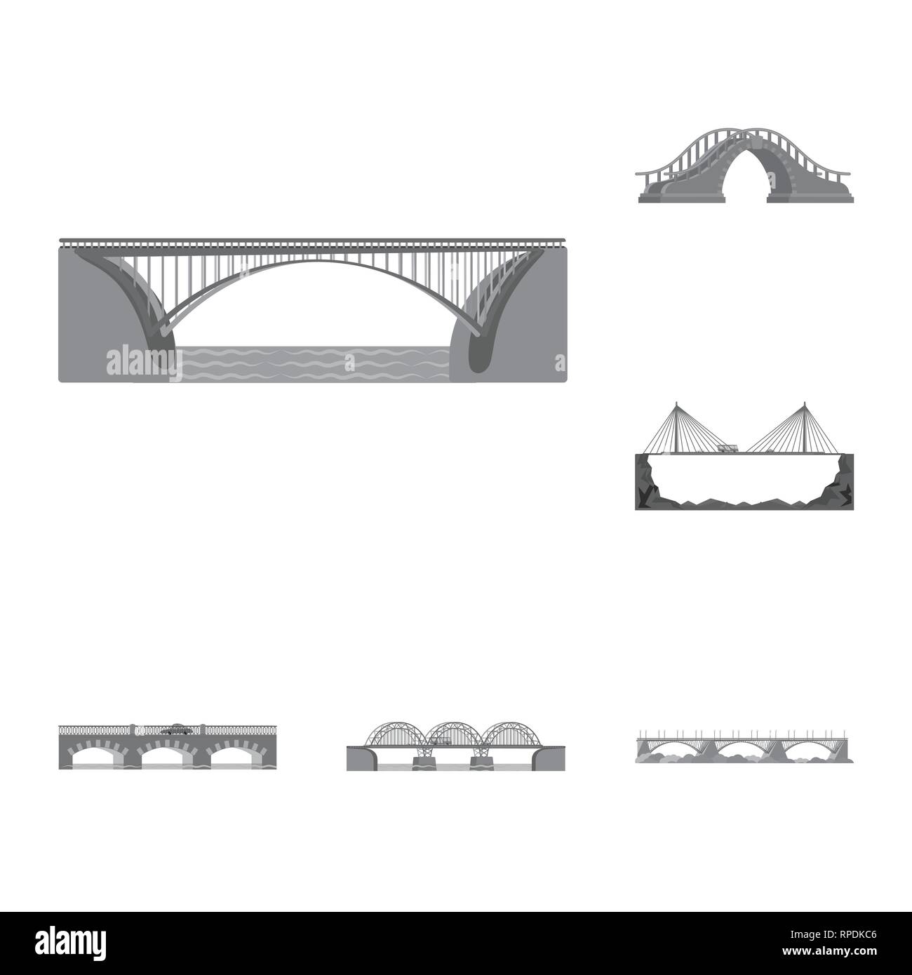 Vector design of design and construct icon. Set of design and bridge ...