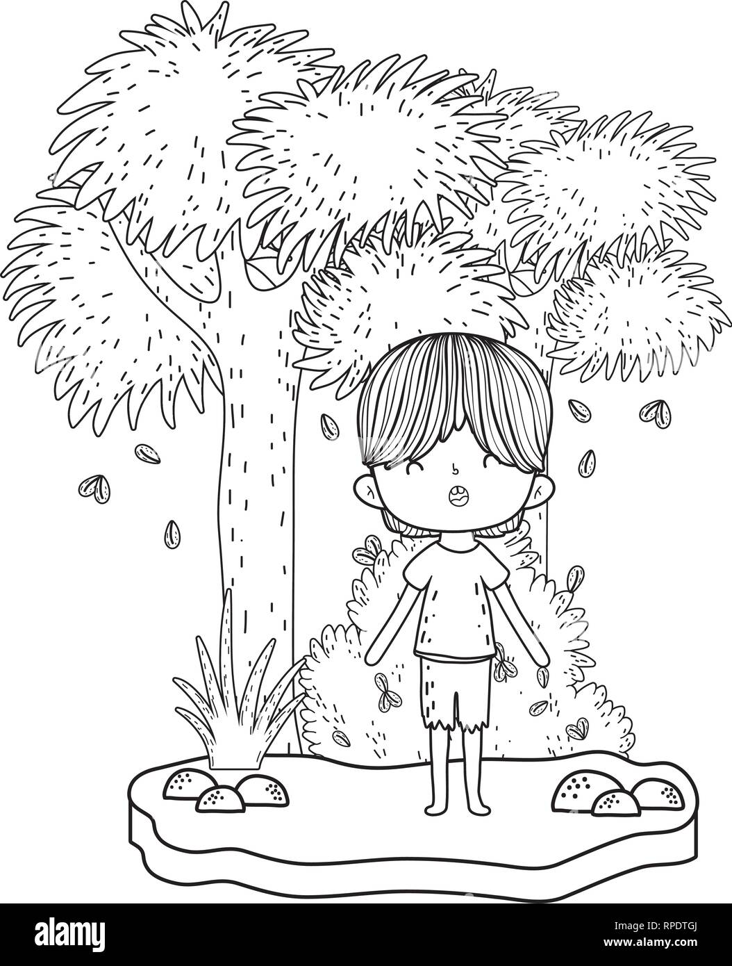 Cute Little Boy In The Landscape Stock Vector Image Art Alamy