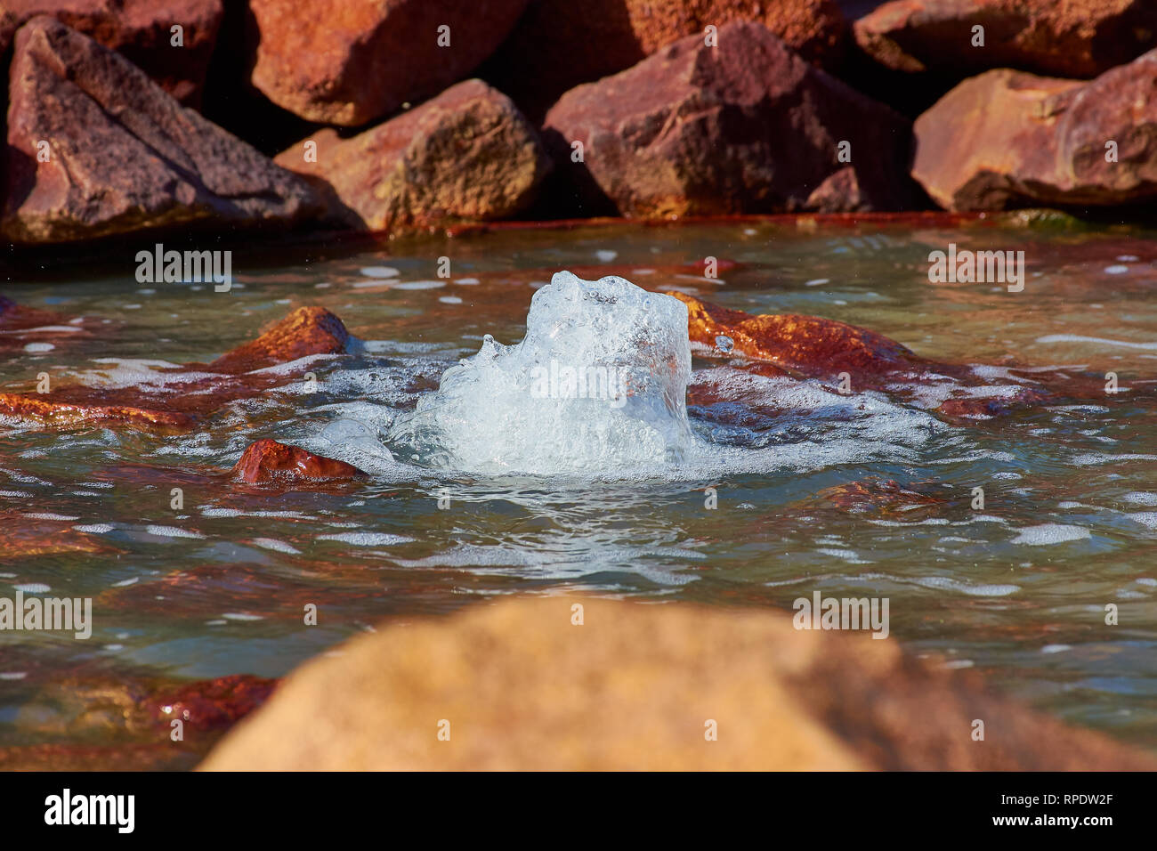 A cold water geyser in the starting phase near Andernach, Germany Stock