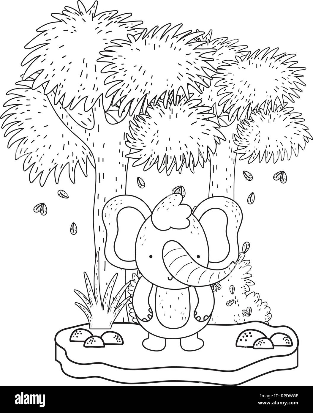 little elephant in the landscape Stock Vector Image & Art - Alamy