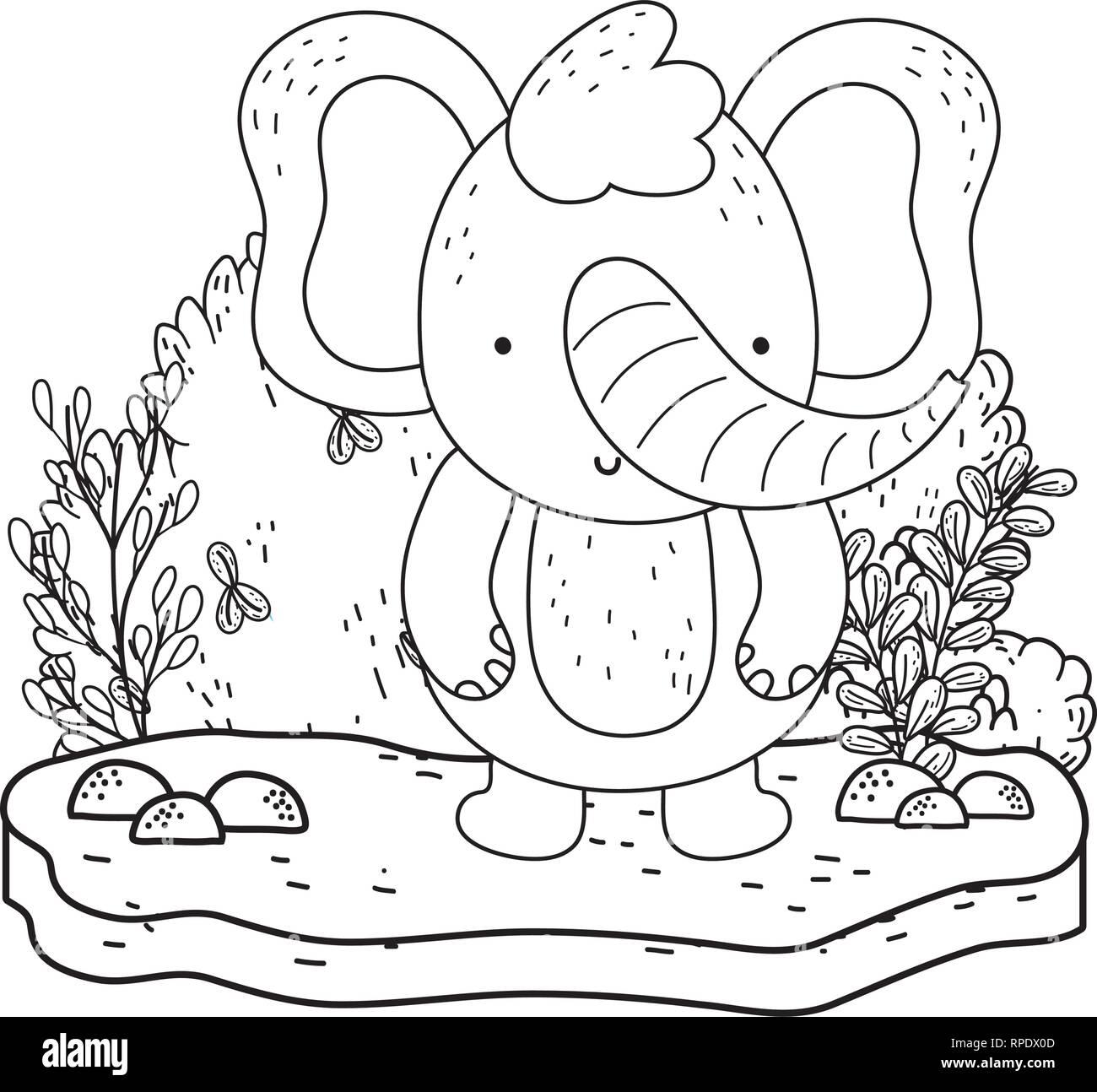 little elephant in the landscape Stock Vector Image & Art - Alamy
