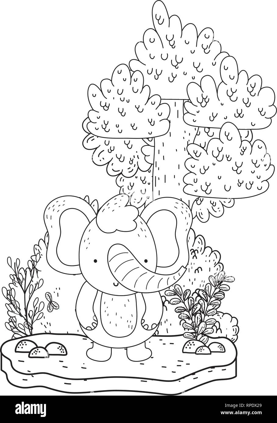 little elephant in the landscape Stock Vector Image & Art - Alamy