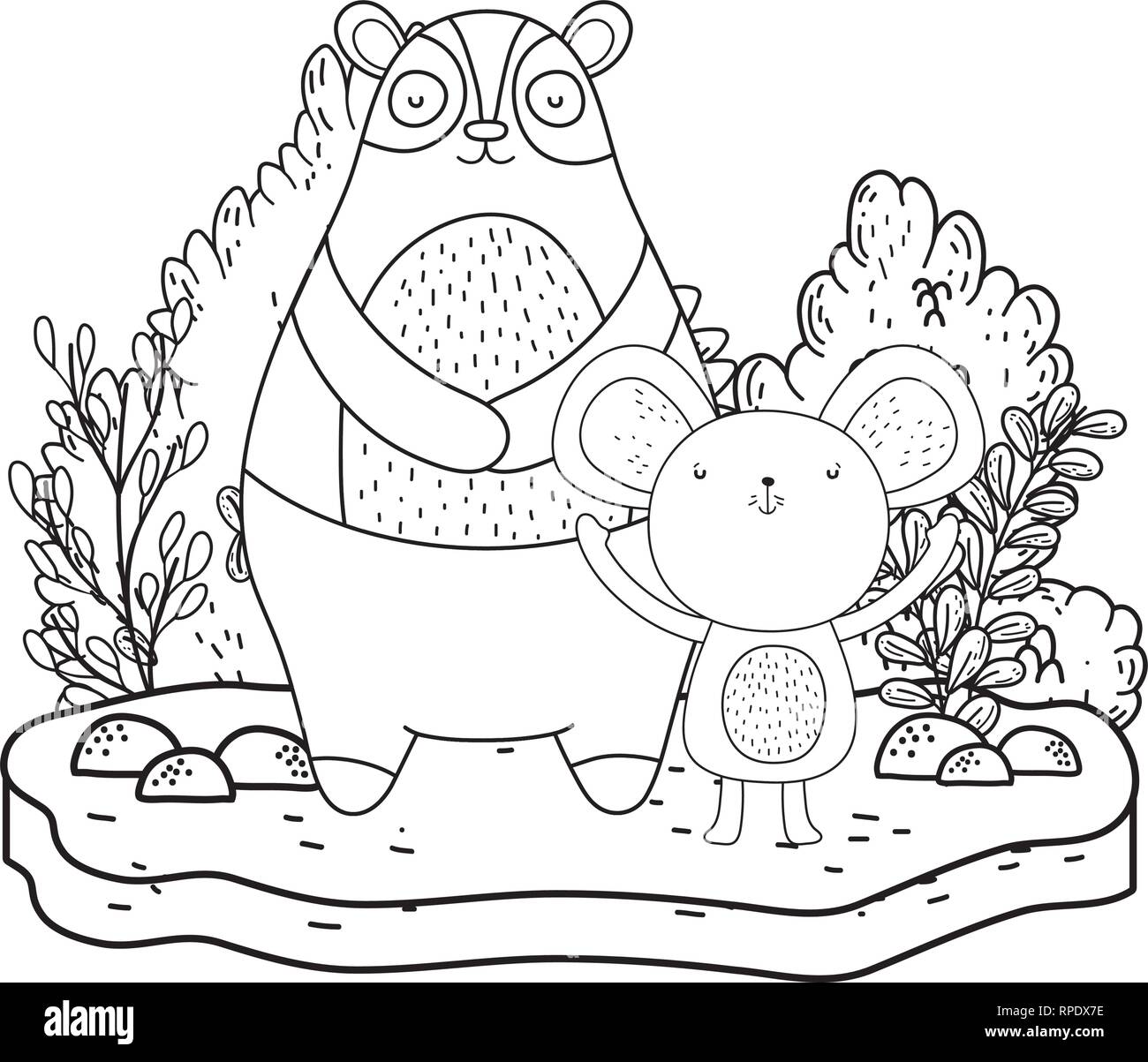 little bear teddy and mouse in the landscape Stock Vector Image & Art ...