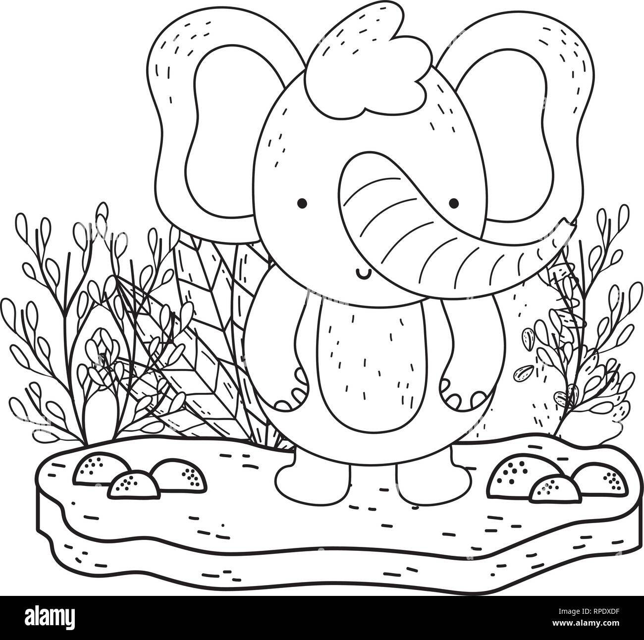 little elephant in the landscape Stock Vector Image & Art - Alamy