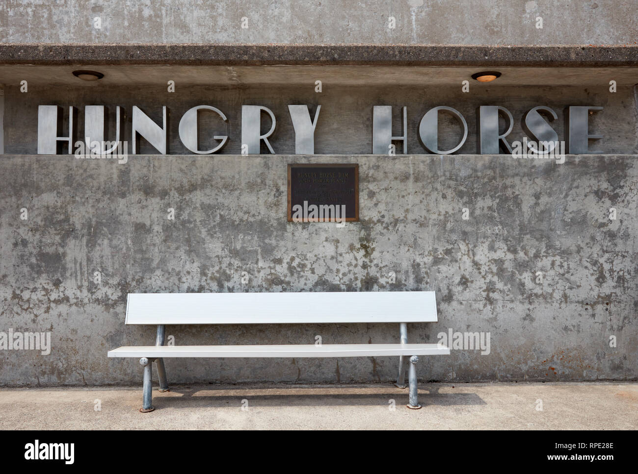 Art Deco Sign On Hungry Horse Dam In Montana Stock Photo