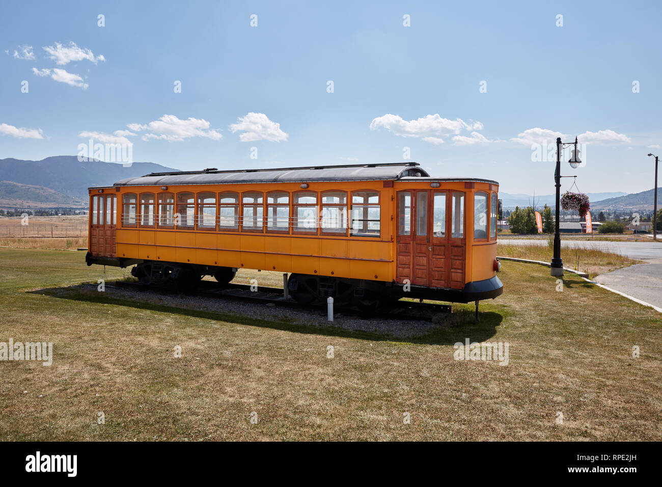 Old trolley car on display at the Berkeley open pit mine in Butte
