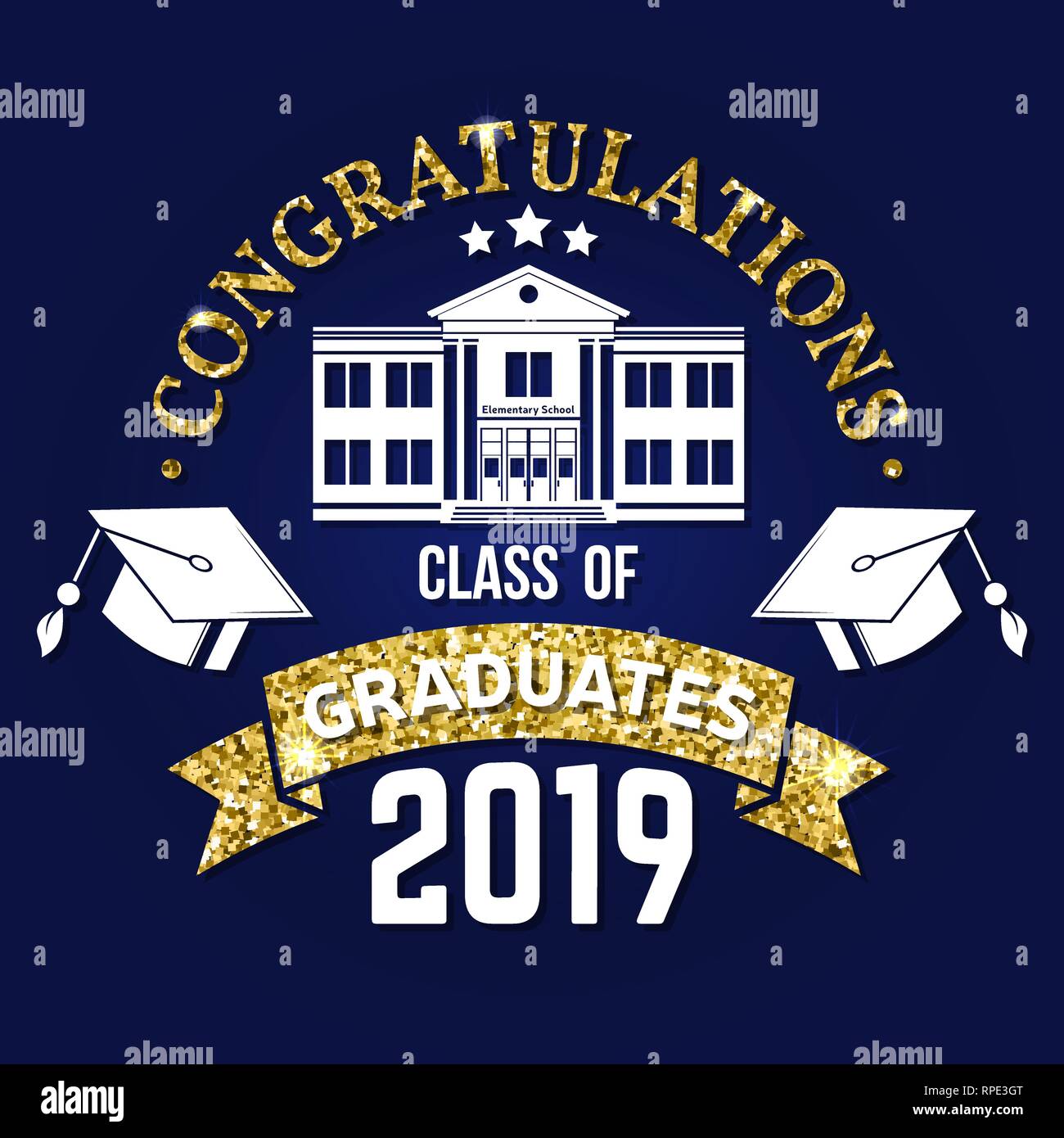 Class of 2019 badge on the chalkboard. Concept for shirt, print, seal ...