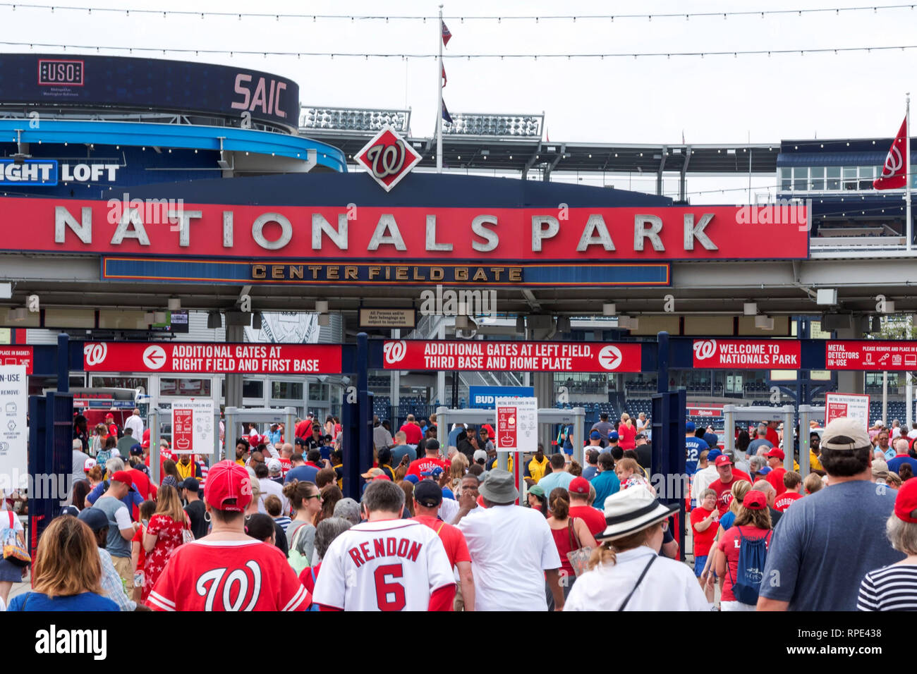 Washington D.C, USA - 4 July 2017: The fans walking into an early morning baseball game between the Nationals and the Mets on the fourth of July 201 Stock Photo