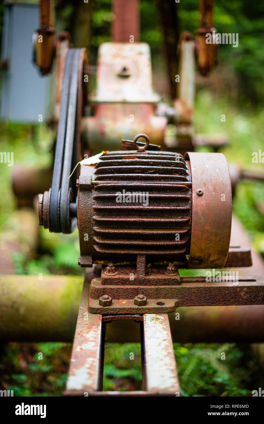 old oil rig in Allegheny National Forest, PA Stock Photo