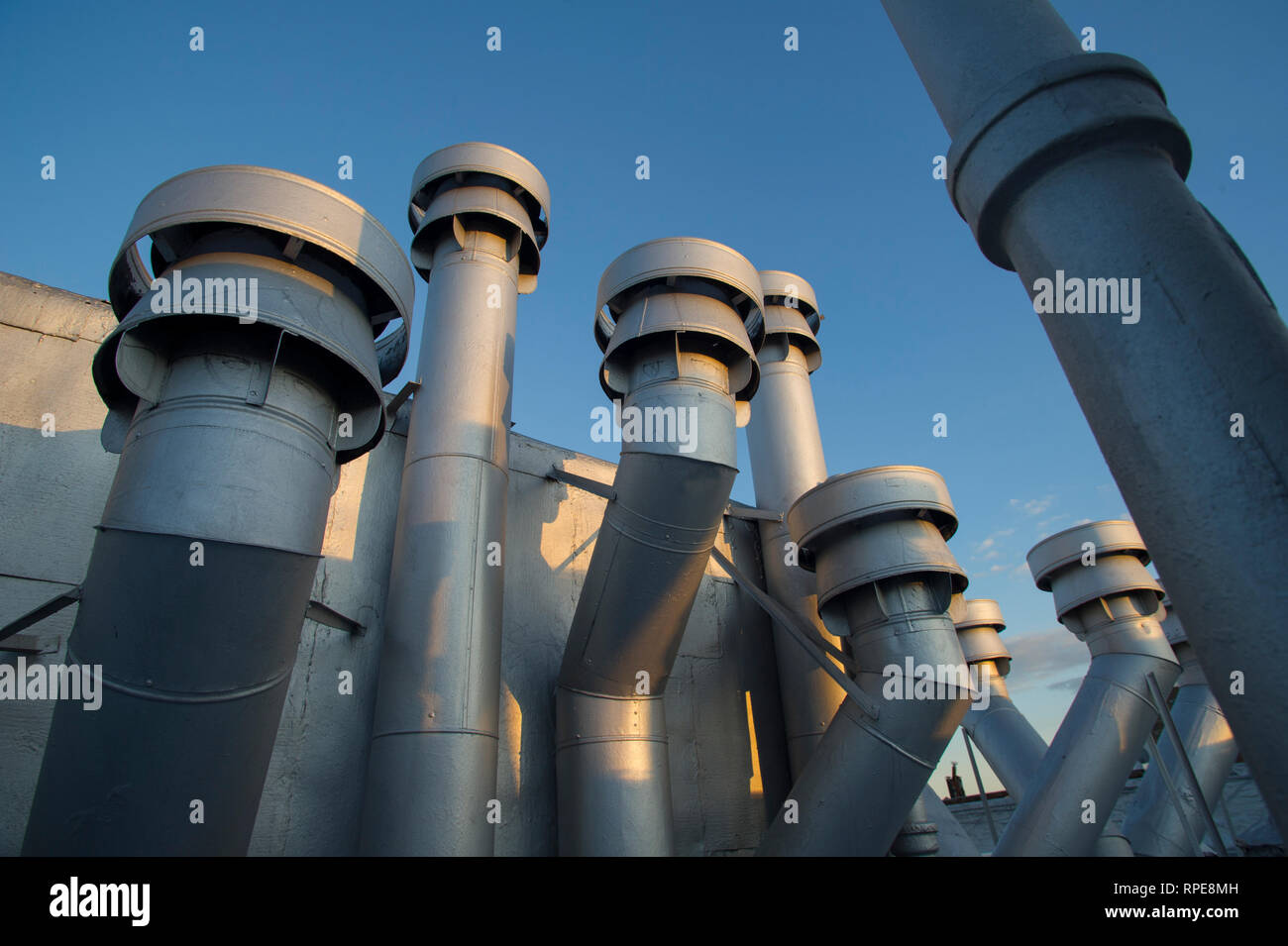 rooftop ventilation pipes new york city Stock Photo Alamy