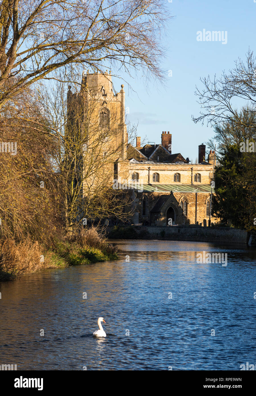 St James church on the River Great Ouse at Hemingford Grey Cambridgeshire England UK Stock Photo