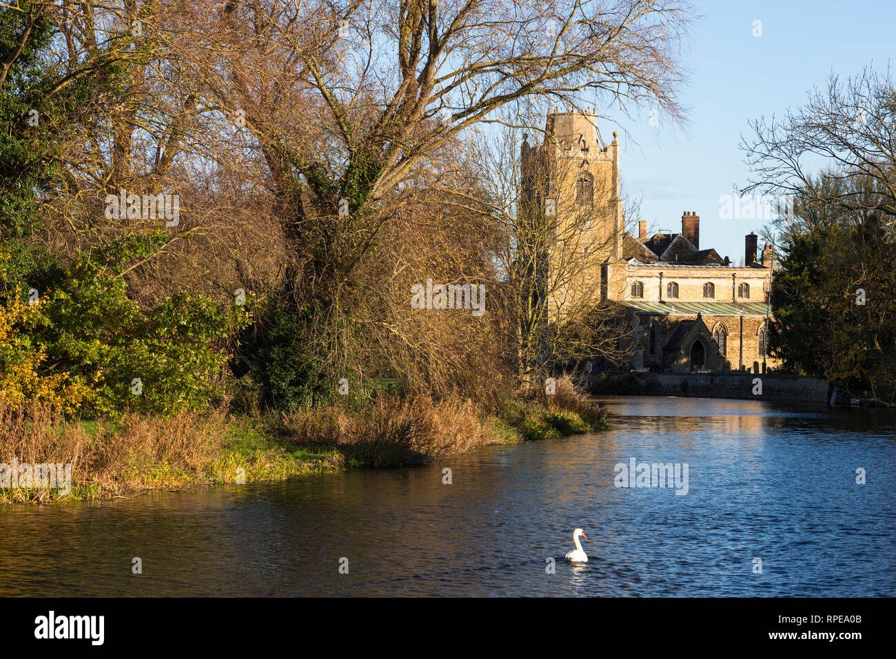 St James church on the River Great Ouse at Hemingford Grey