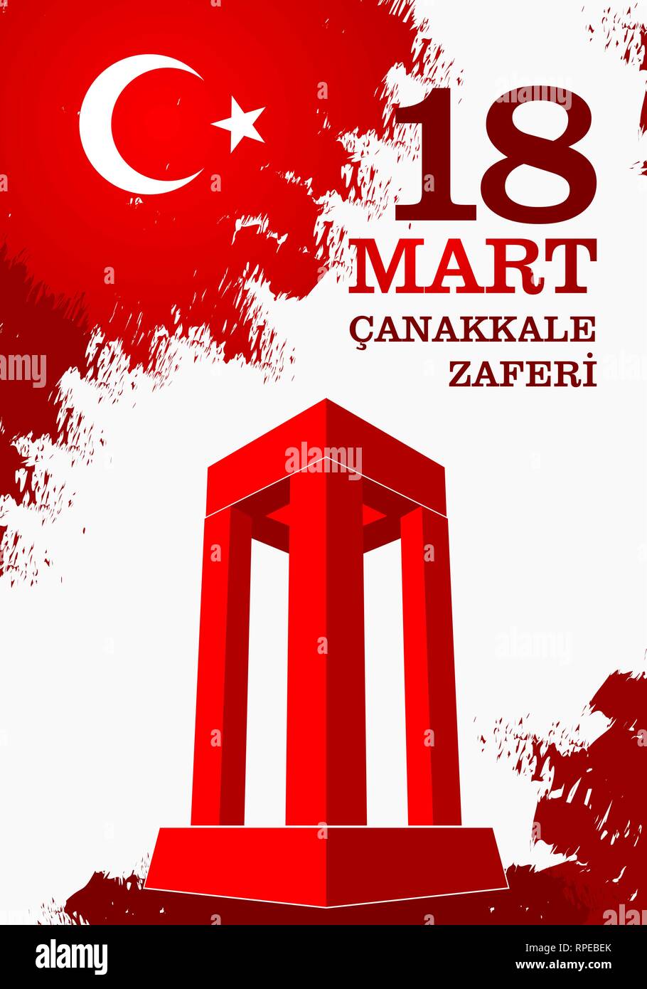 Canakkale zaferi 18 Mart. Translation: Turkish national holiday of March 18, 1915 the day the Ottomans victory Canakkale Victory. Stock Vector