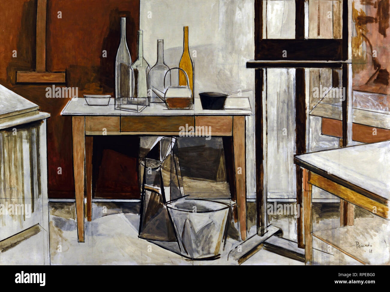 Painters' Table by Joaquin Ruiz Vallejo born in 1898,  Spain, Spanish. Stock Photo