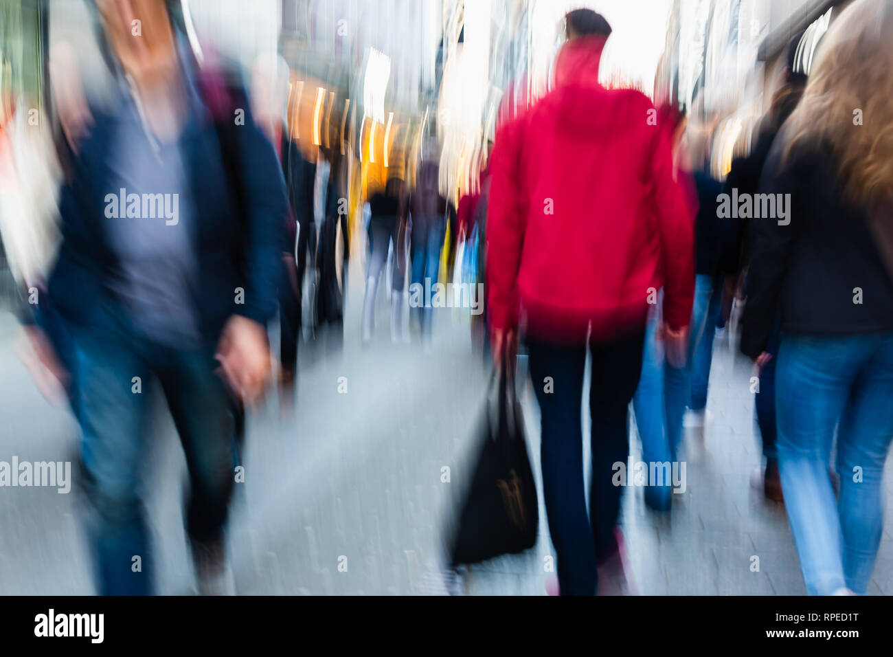 picture of people walking on a shopping street in the city, with camera ...