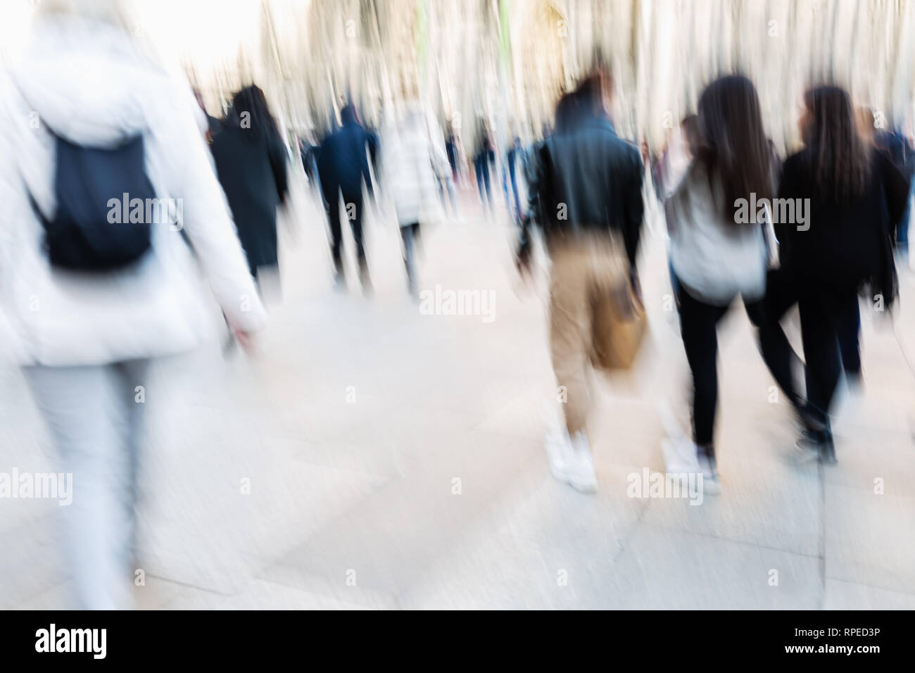 picture of people walking on a street in the city, with camera made ...