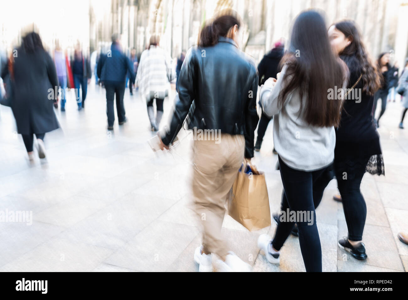 picture of people walking on a street in the city, with camera made ...