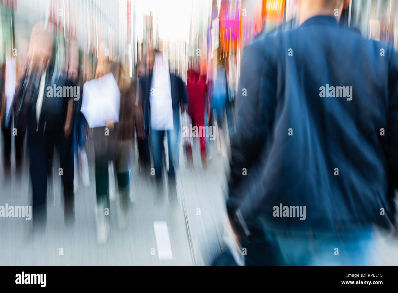 picture of people walking on a shopping street in the city, with camera ...