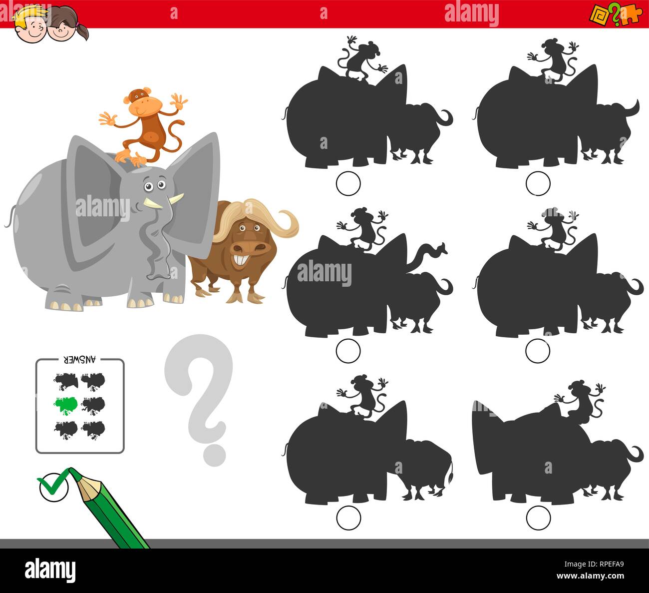 Cartoon Illustration of Finding the Shadow without Differences ...