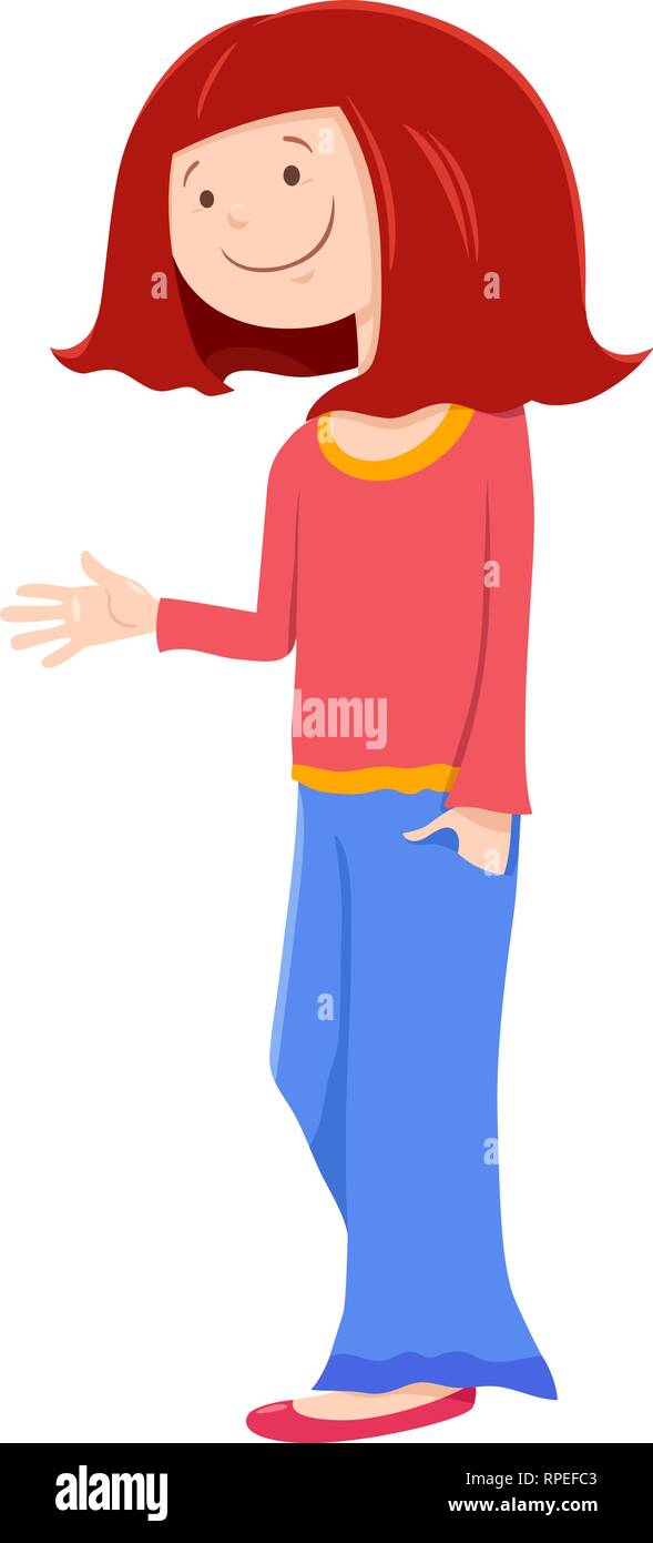 Cartoon Illustration of Happy Girl Child or Teenager Character Stock Vector  Image & Art - Alamy