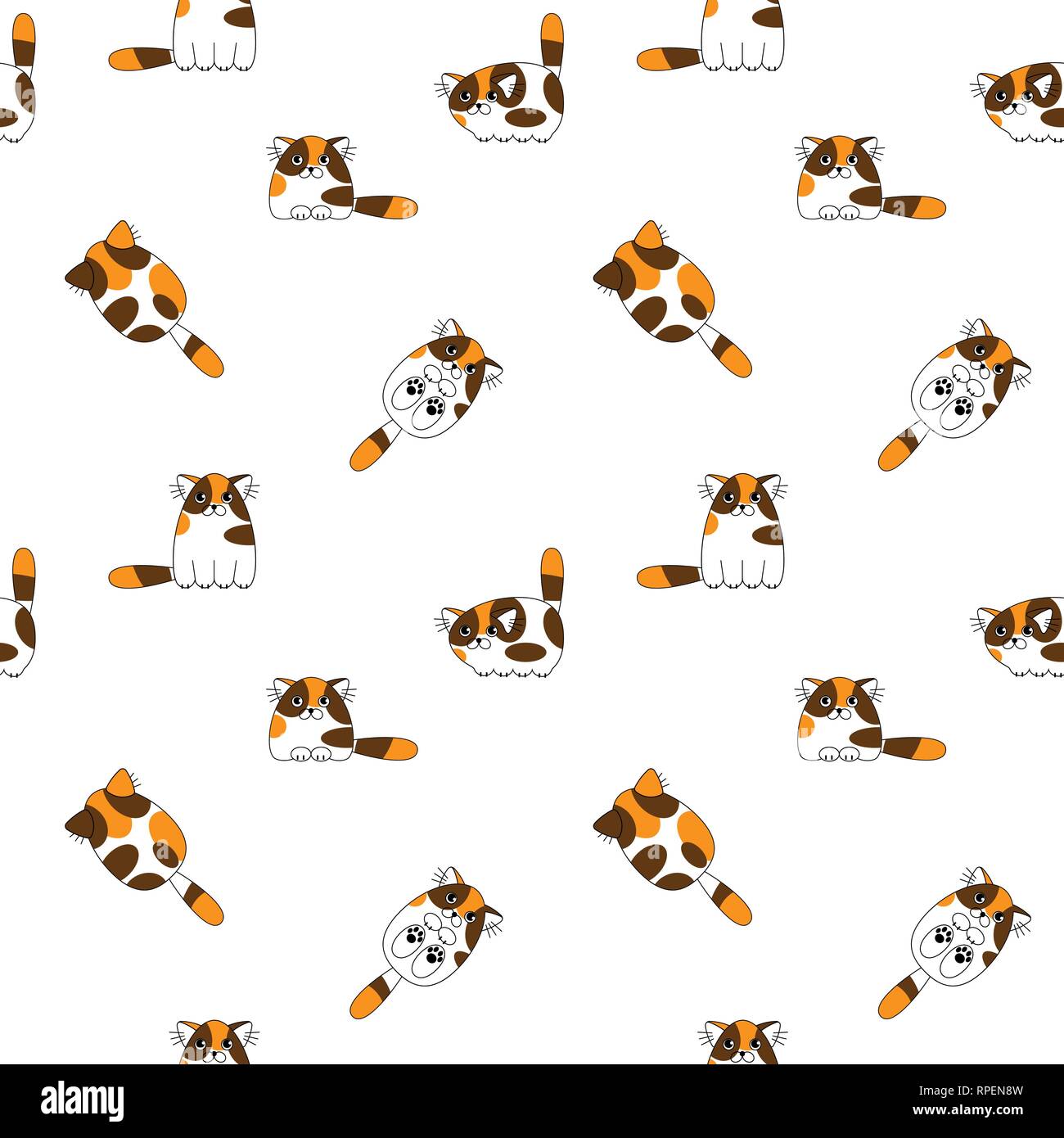 Cartoon cute colorful cats seamless pattern background Stock Vector