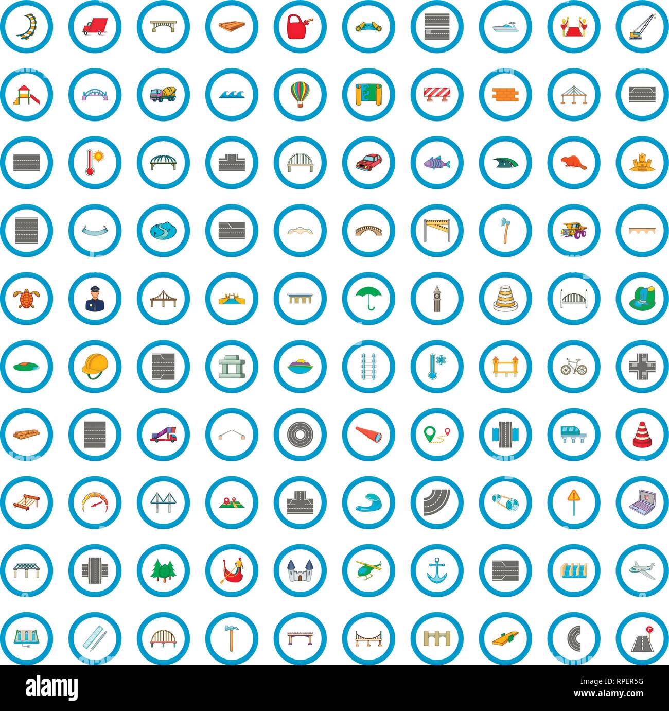 100 bridge icons set, cartoon style Stock Vector Image & Art - Alamy