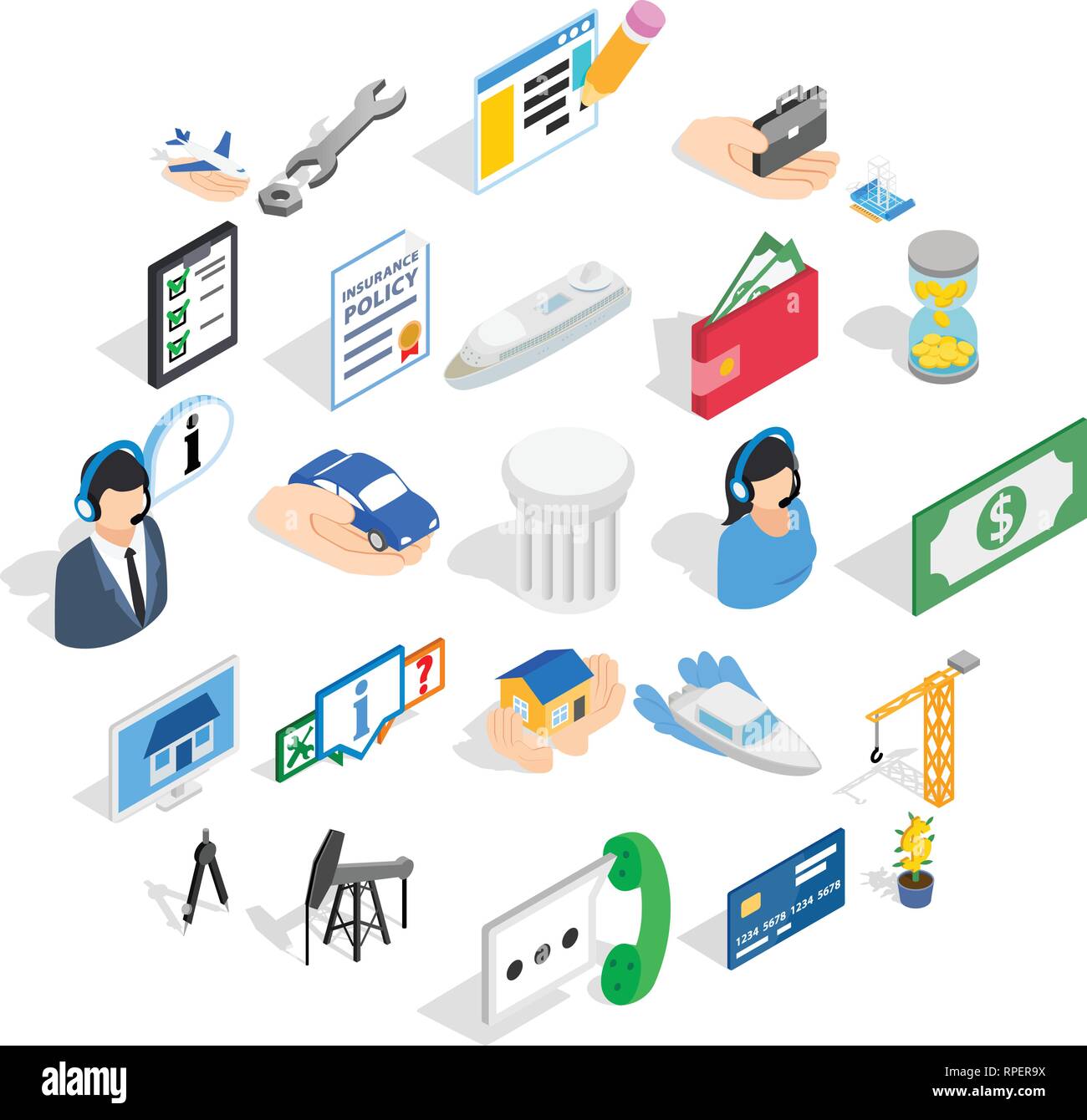 Merchant icons set, isometric style Stock Vector